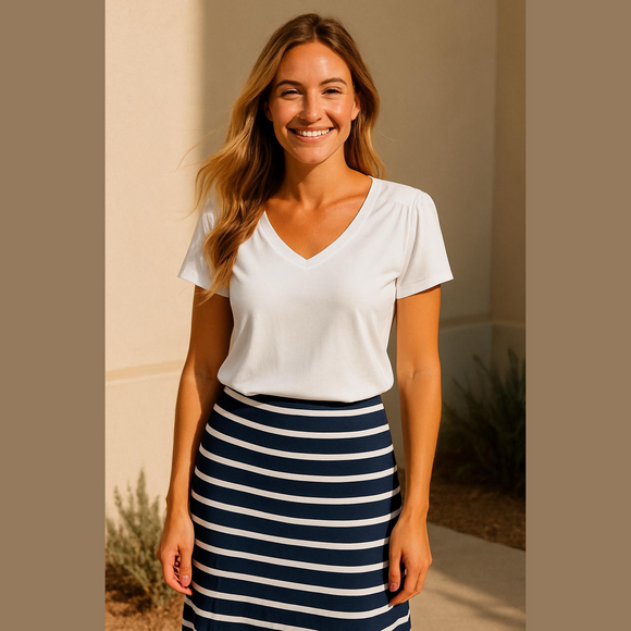 MXM Tops - Kelly MXM white V-Neck Tee T-Shirt 2x